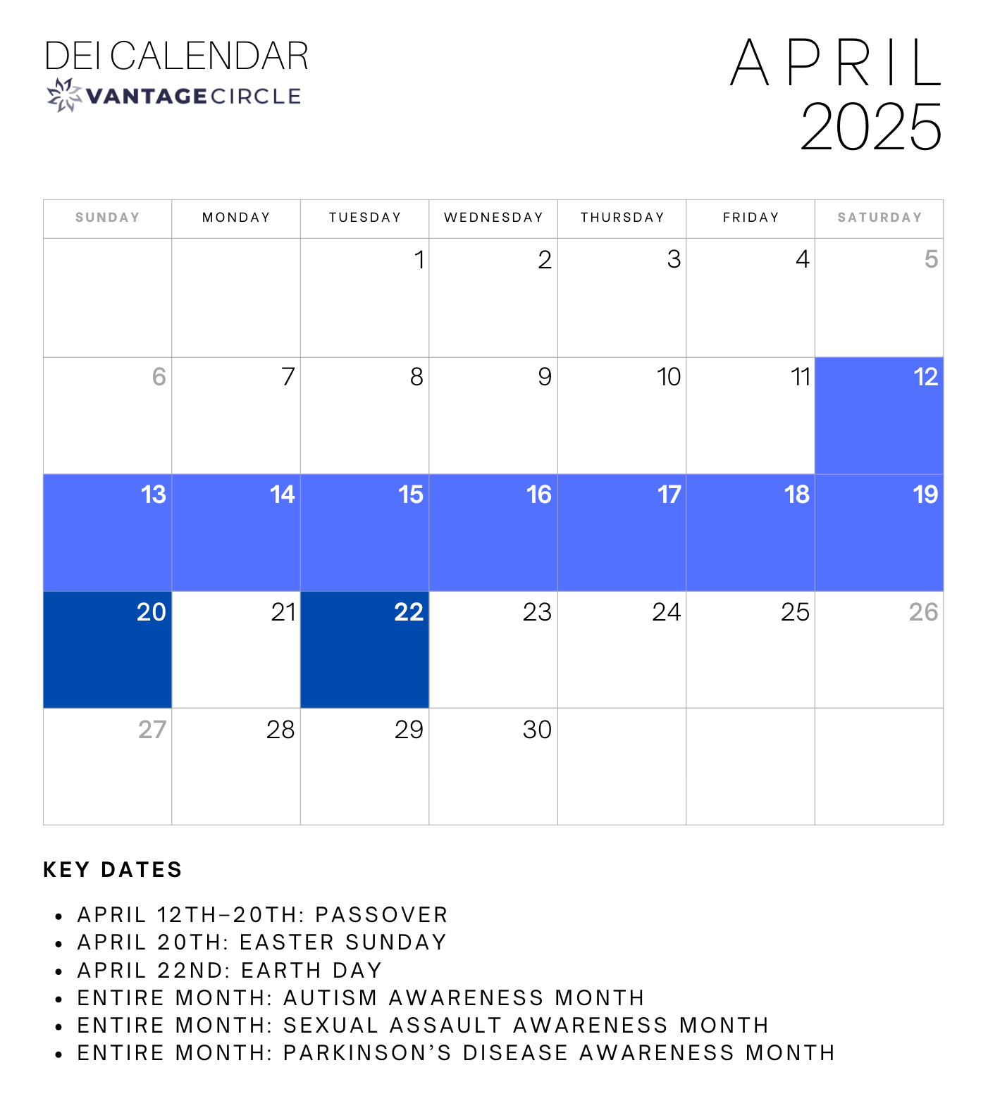 April DEI Calendar