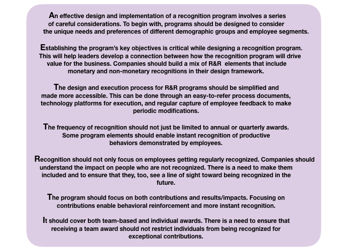 Creatingv effective structures and processes for the recognition program