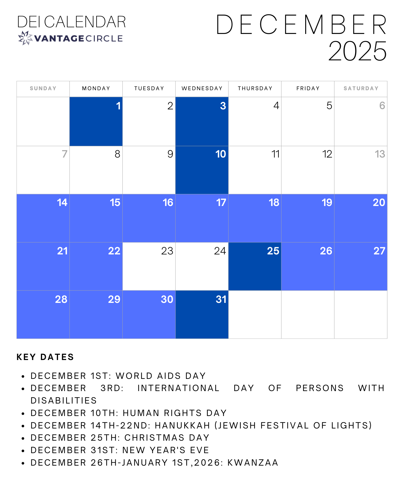 December DEI Calendar