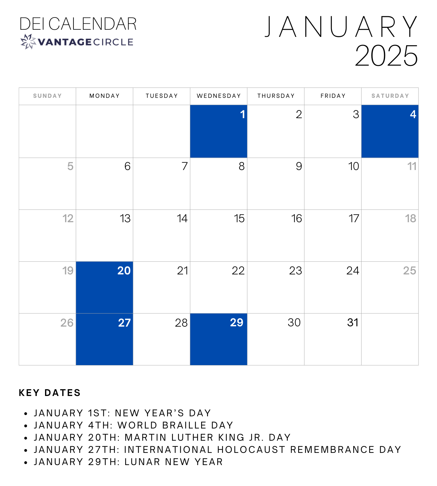 January DEI Calendar