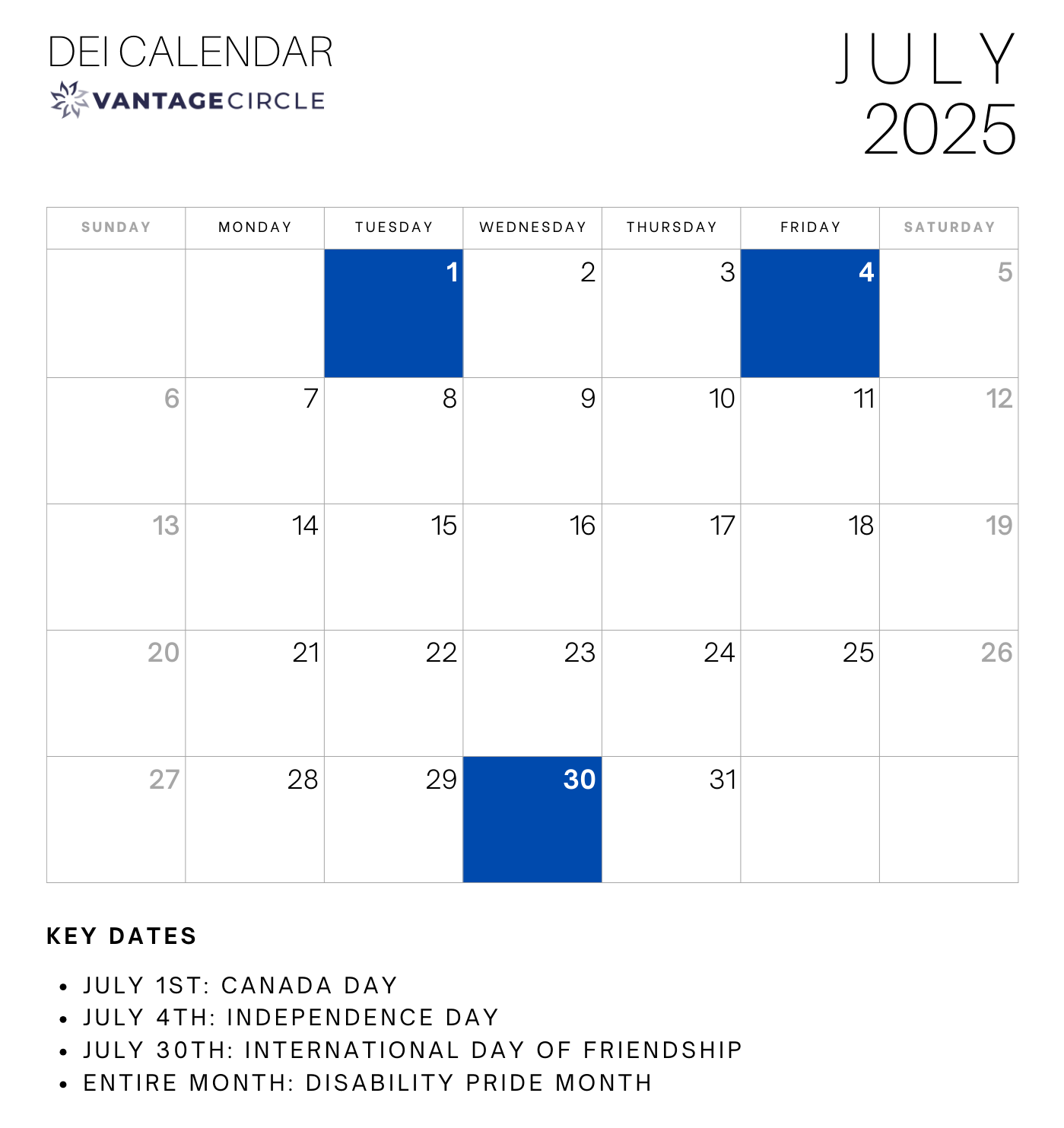 July DEI Calendar