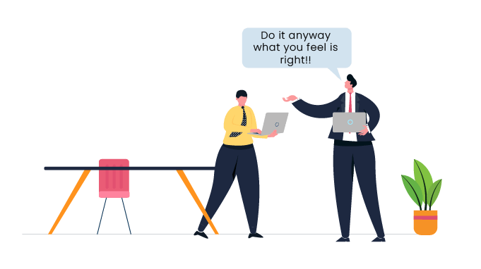 Laissez-Faire-leader-giving-an-employee-oppertunity-to-decide
