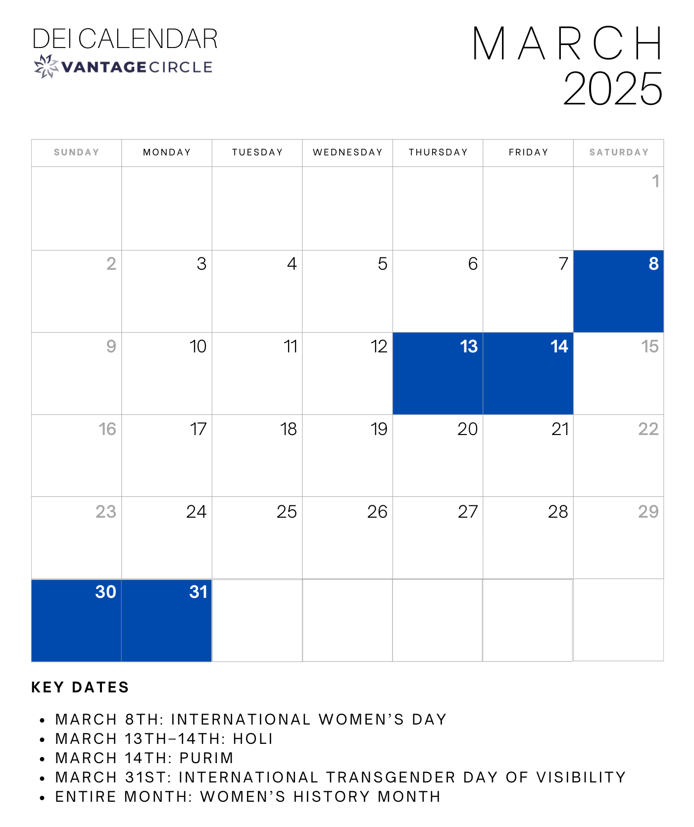 March DEI Calendar
