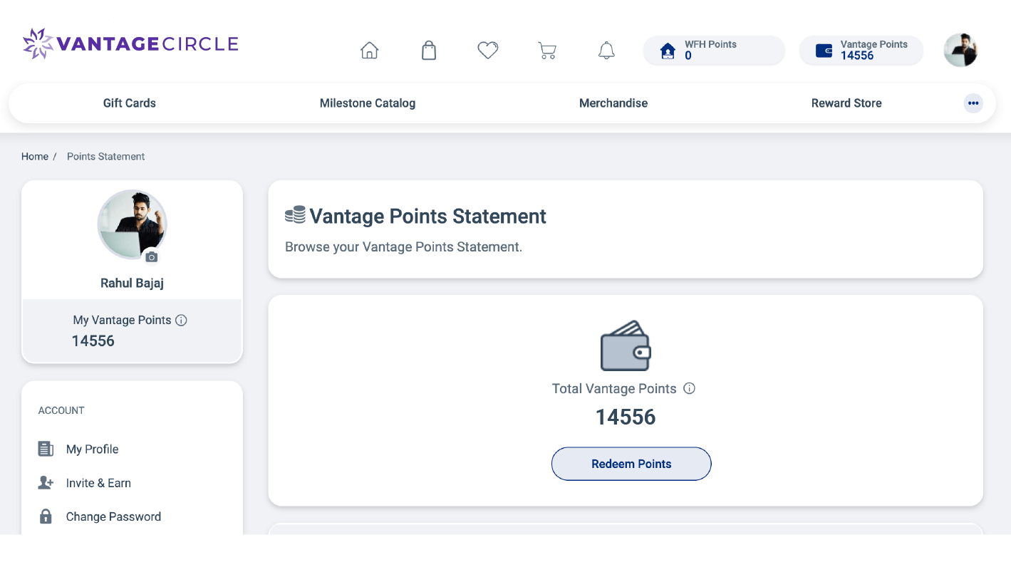 Points Based Rewarding System