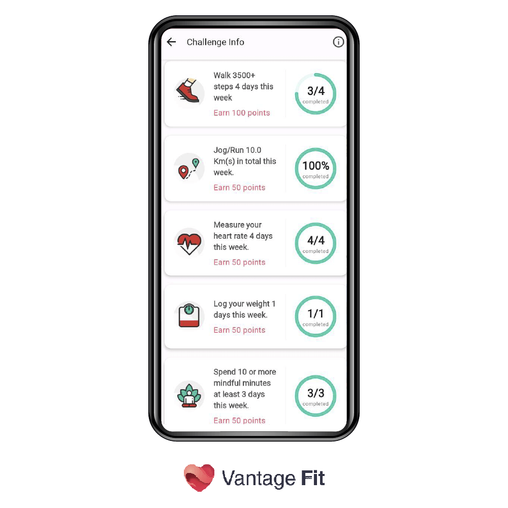 Vantage Fit App Challenges Feature