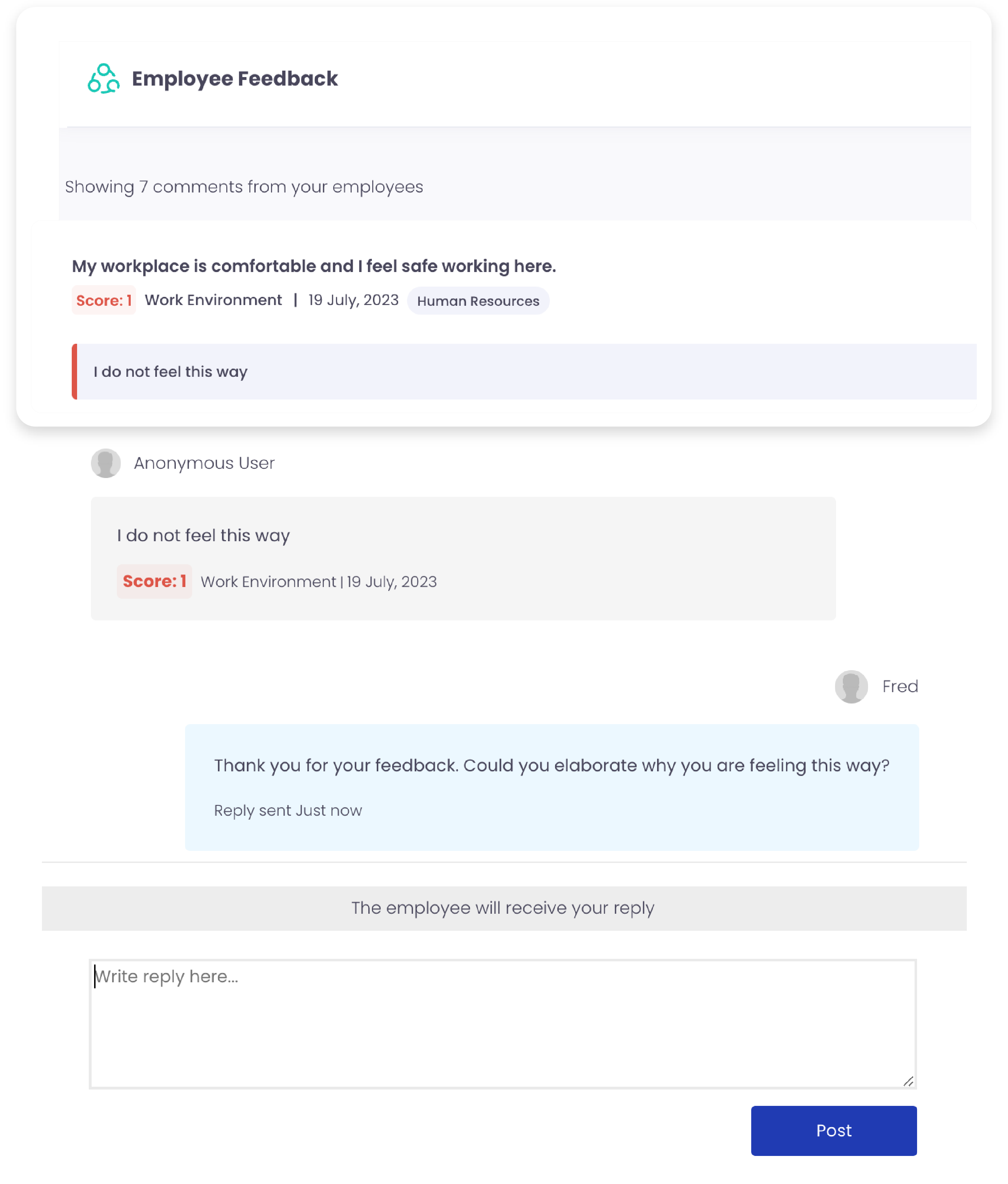 Vantage Pulse Employee Survey Feedback Convsersation