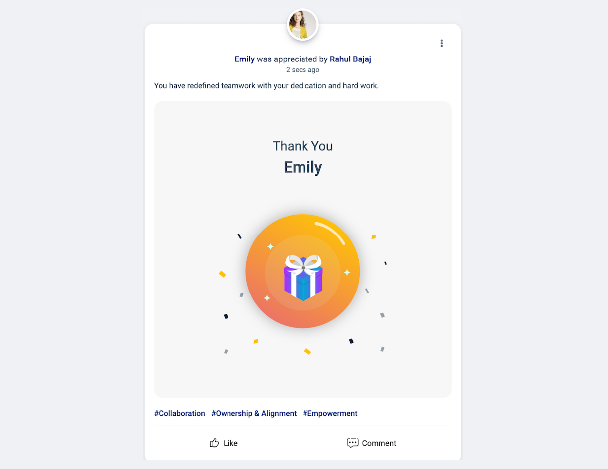 Vantage Recognition Platform Peer Recognition